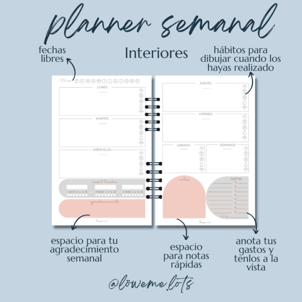 Planner Semanal / Agenda sin fechas - Imagen 2