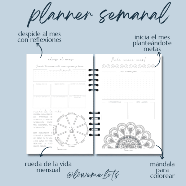 Planner Semanal / Agenda sin fechas - Imagen 3
