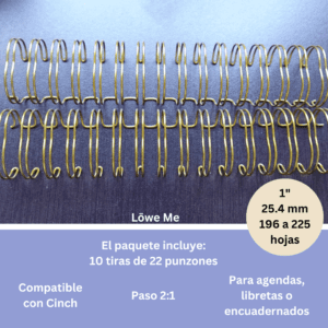 Arillo Dorado Oro 2:1, 22 aros - Varios Tamaños - 1"